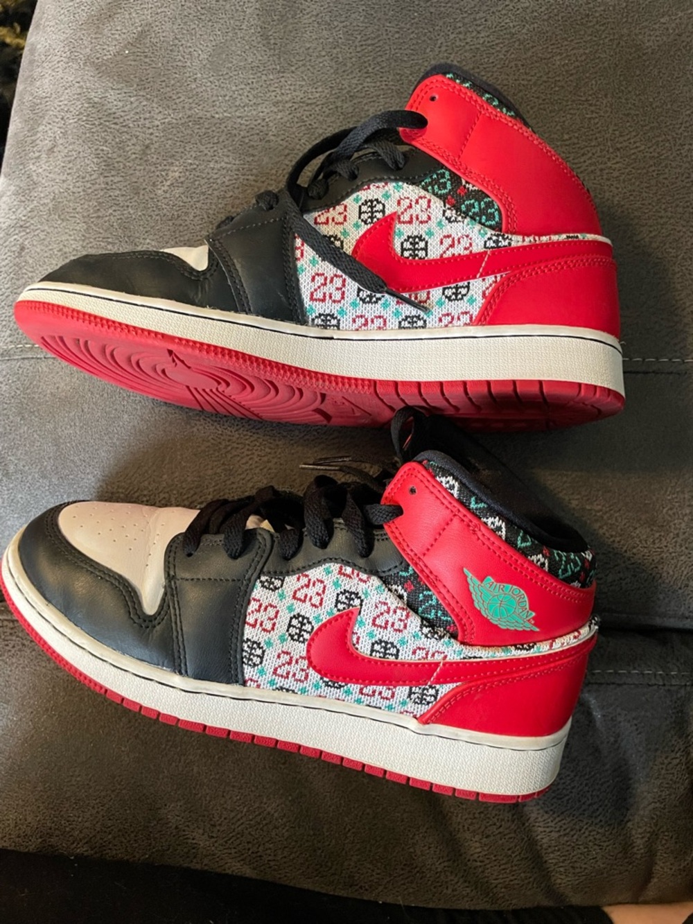Nike Jordans rare Christmas edition in Black & Red with Patterned Panels